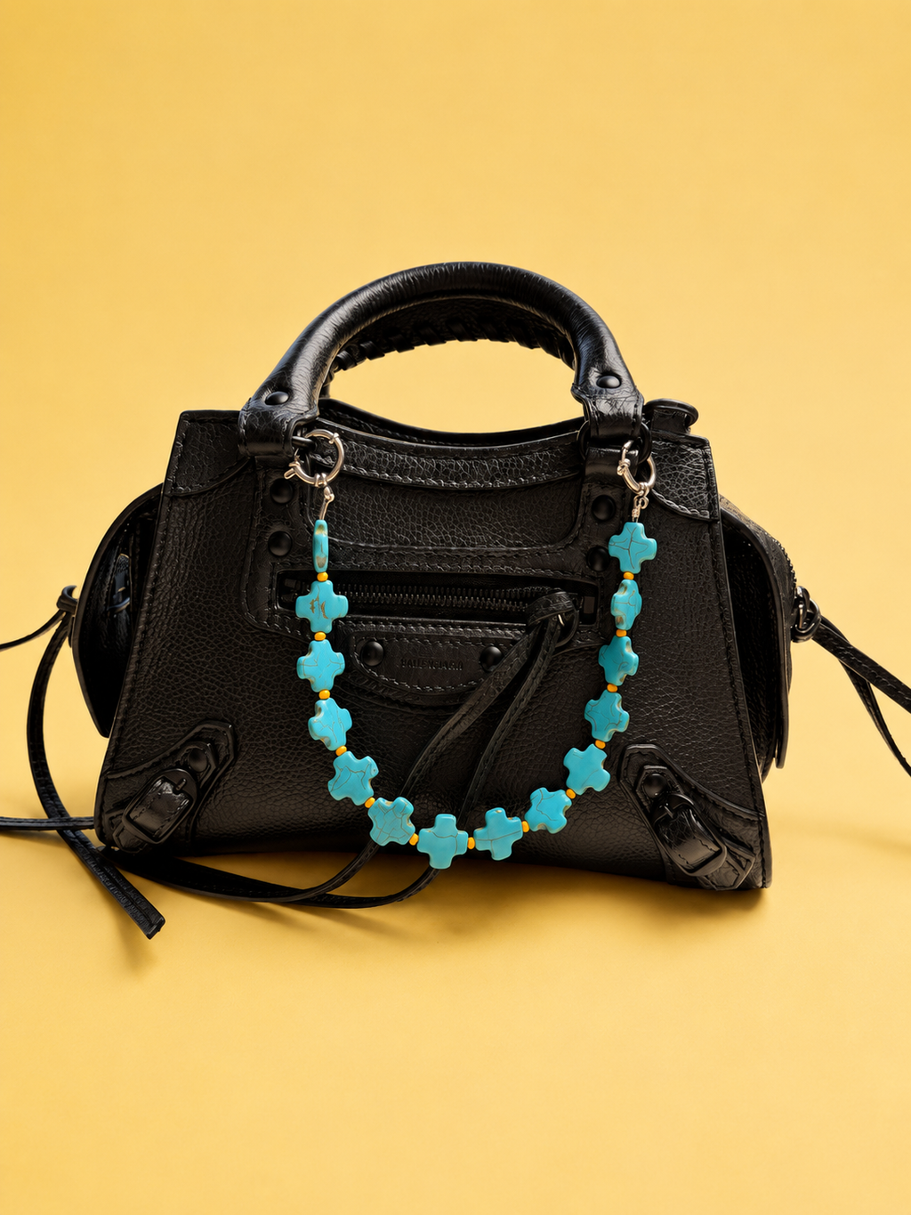 Cross my heart: chunky turquoise bead bag charm