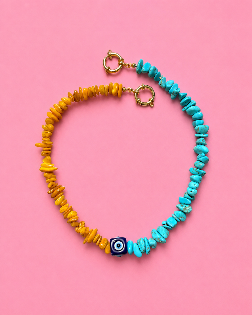 50/50: amber & turquoise stone bag charm
