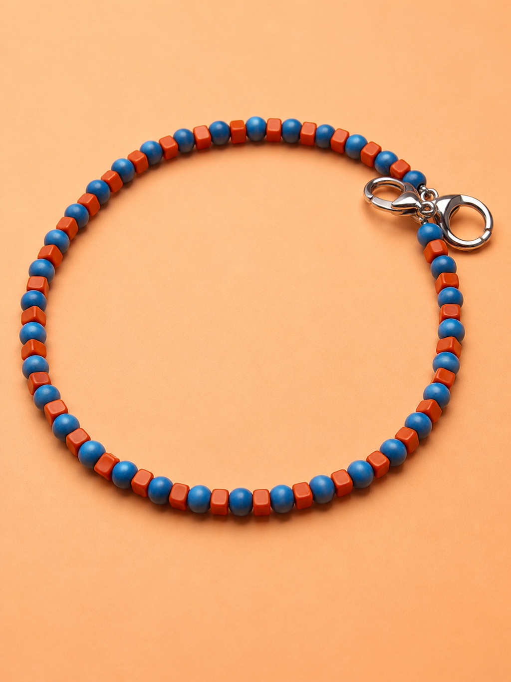 Retro pop: blue & terracotta handmade bag charm