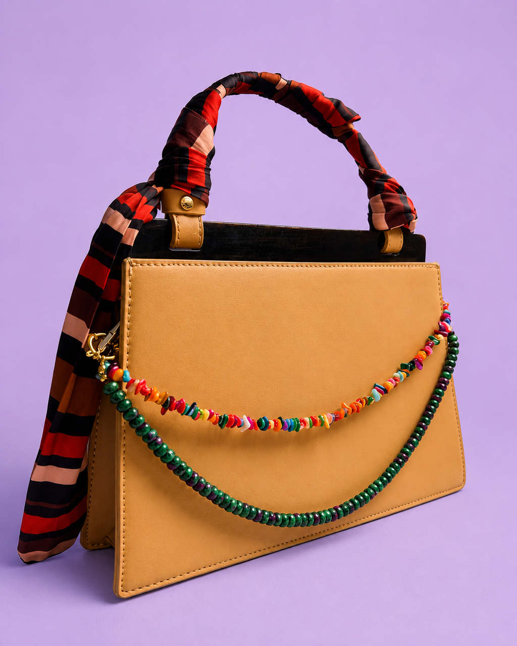 Chaos confetti: handmade multicolour shell bead bag charm