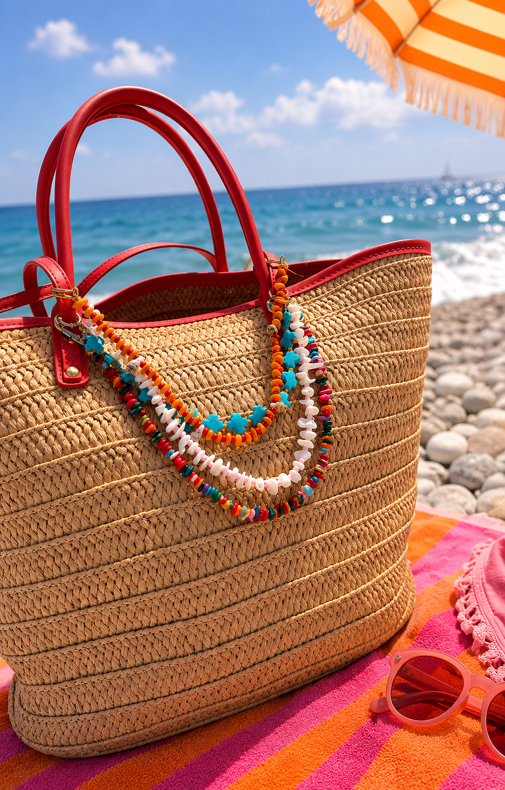 Chaos confetti: handmade multicolour shell bead bag charm