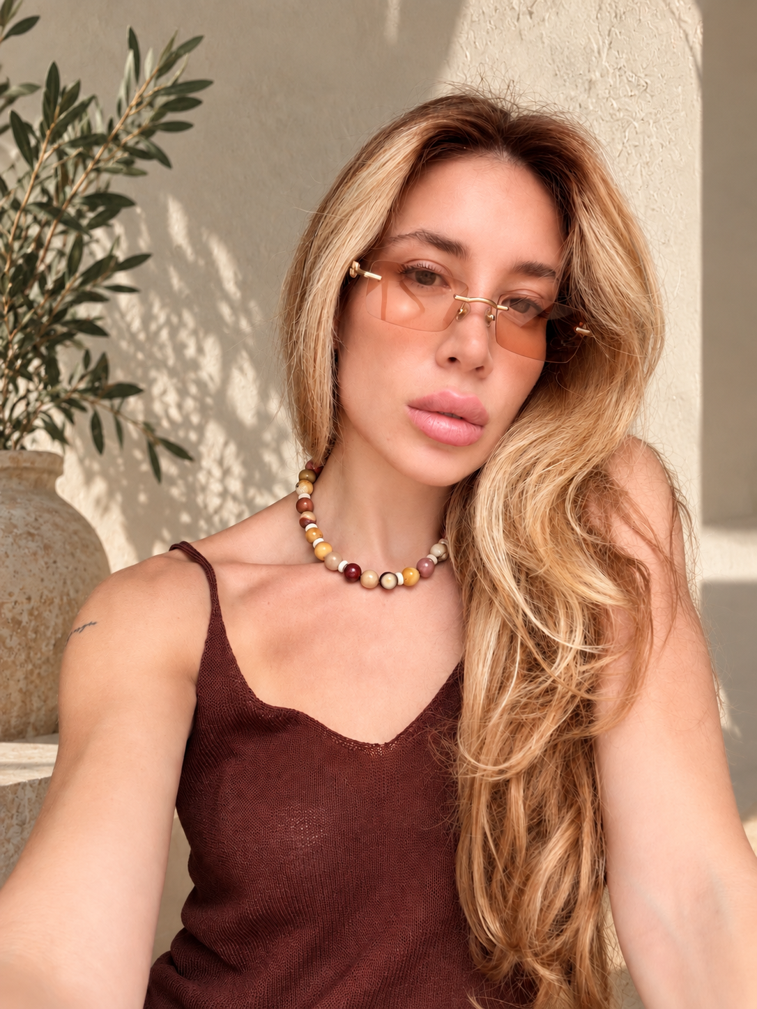 Neutral ground: natural mookaite stones & howlite beads