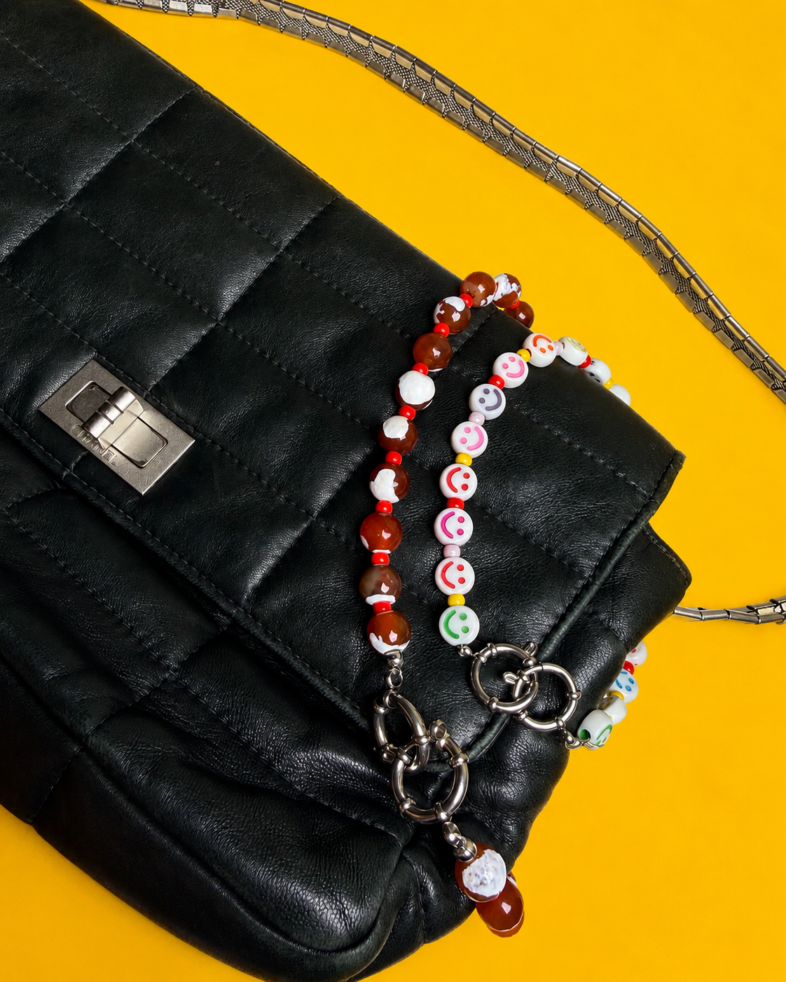Spicy habit: natural fire agate stone bag charm