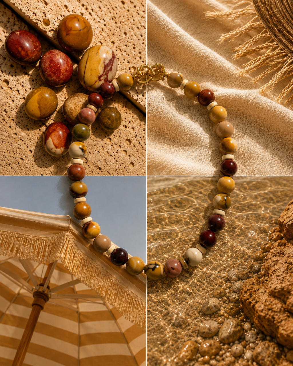 Neutral ground: natural mookaite stones & howlite beads