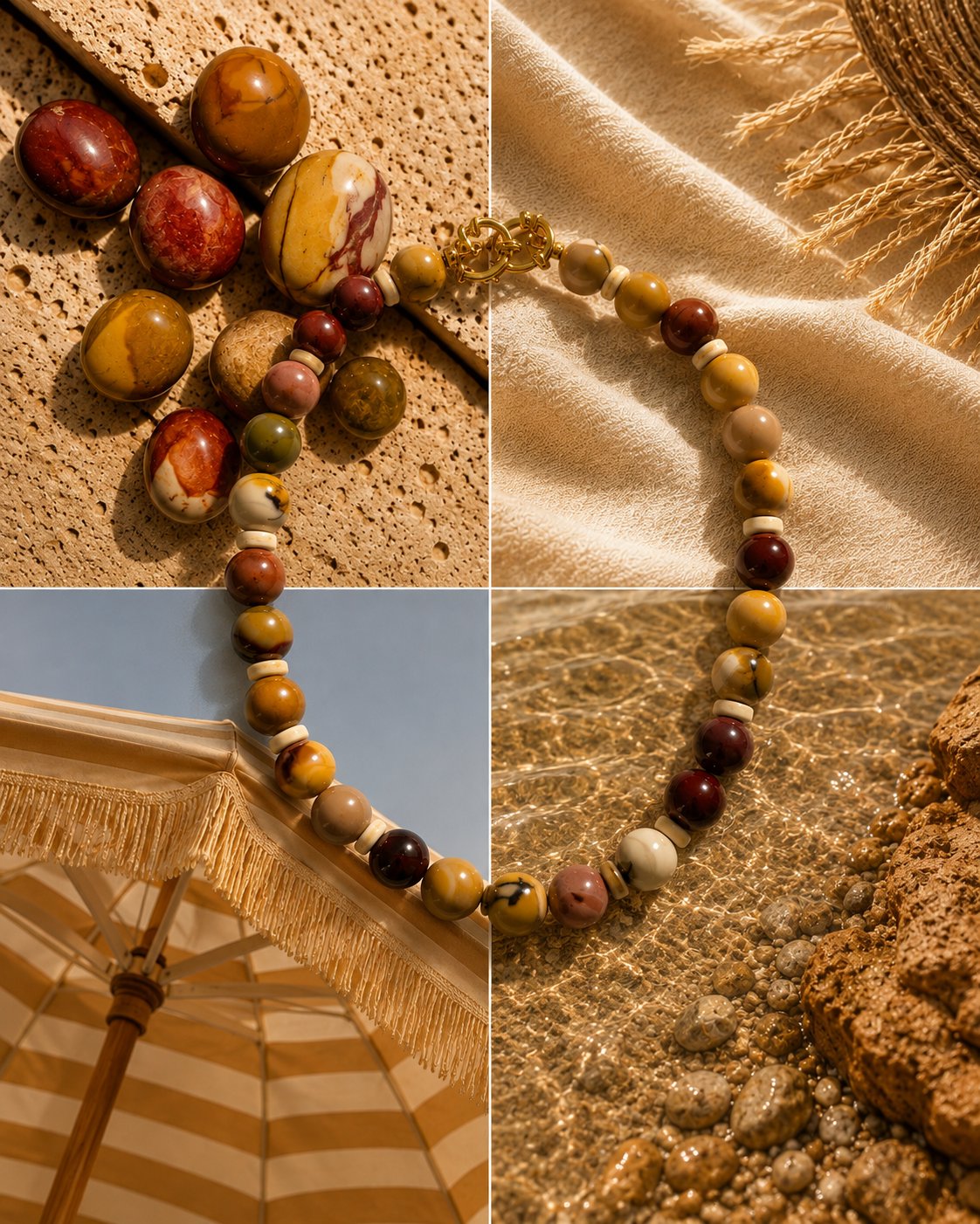 Neutral ground: natural mookaite stones & howlite beads