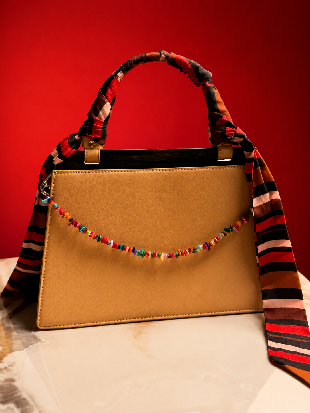 Chaos confetti: handmade multicolour shell bead bag charm
