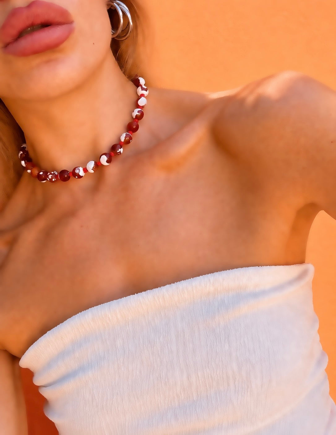 Spicy habit: natural fire agate stone bag charm
