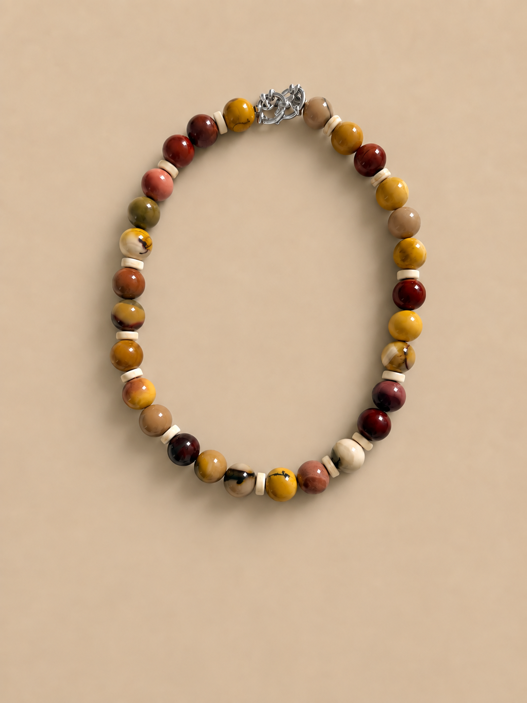 Neutral ground: natural mookaite stones & howlite beads