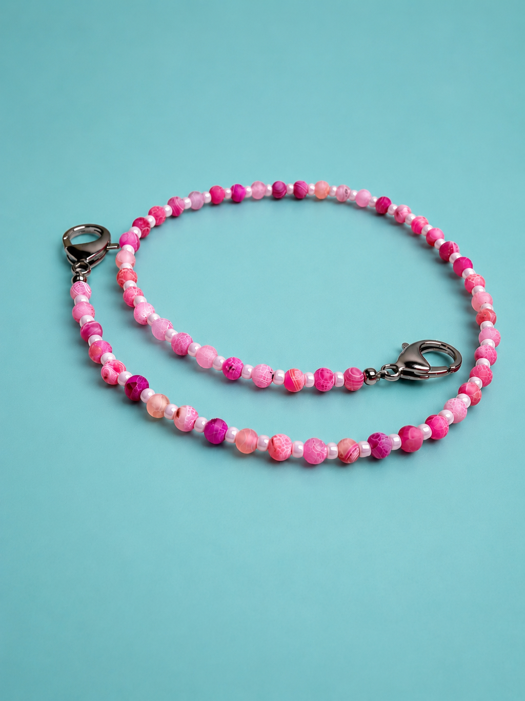 Bubblegum: pink agate stone handmade bag charm