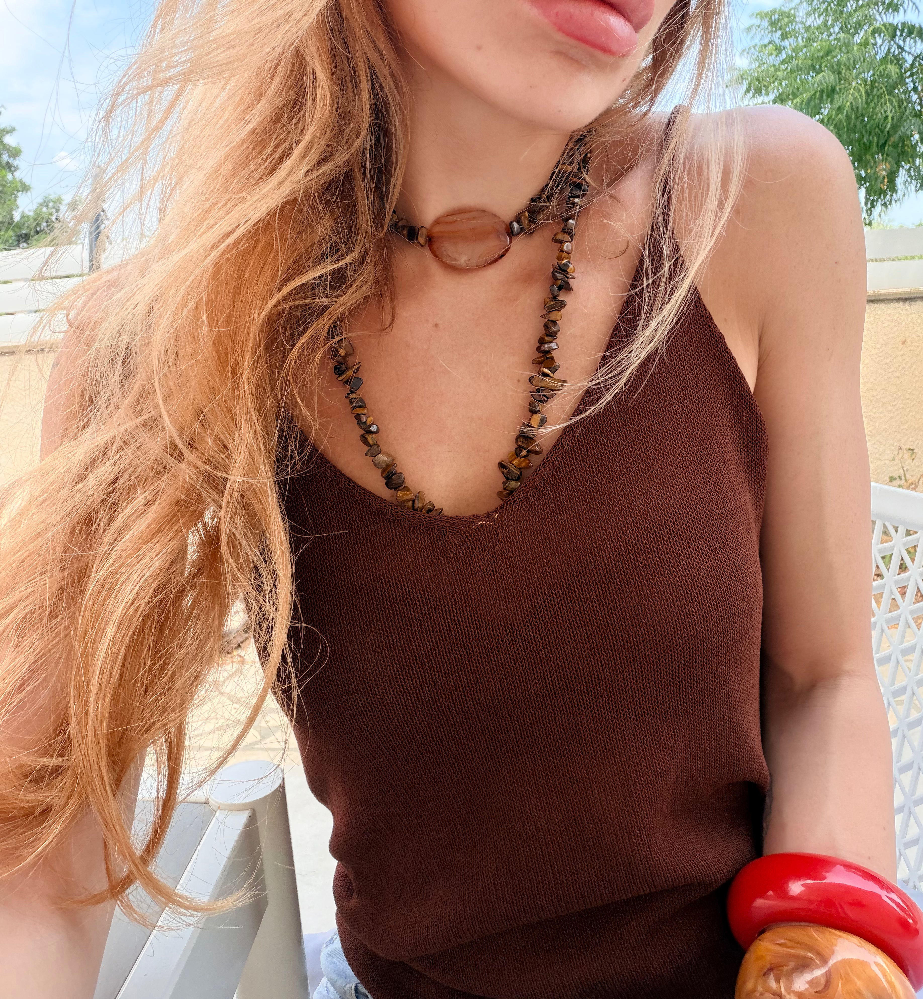 Espresso: tiger eye chips & semi-precious stone